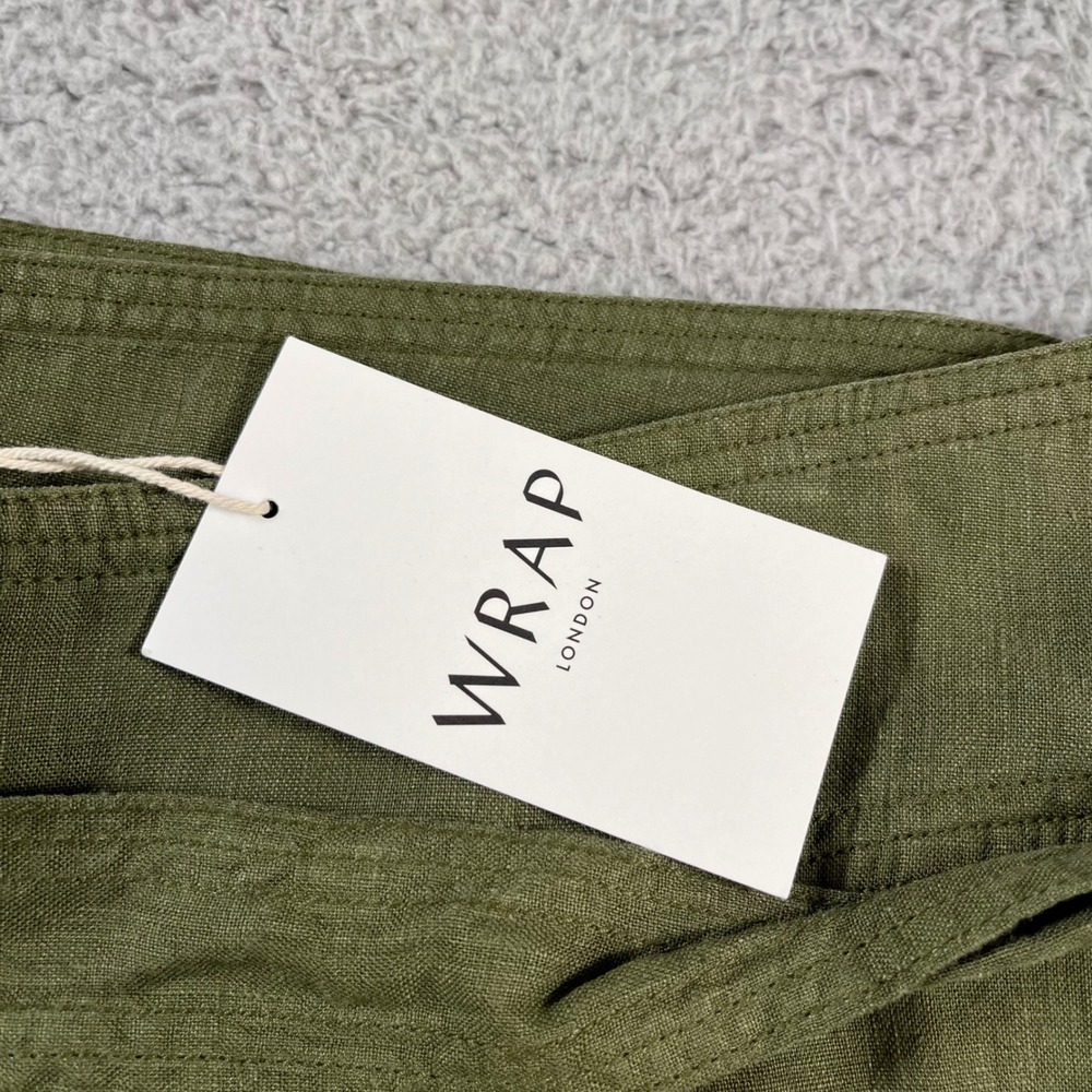 Wrap London Forest Green 100% Linen Belted Shorts Size US 16 NWT - Picture 6 of 16